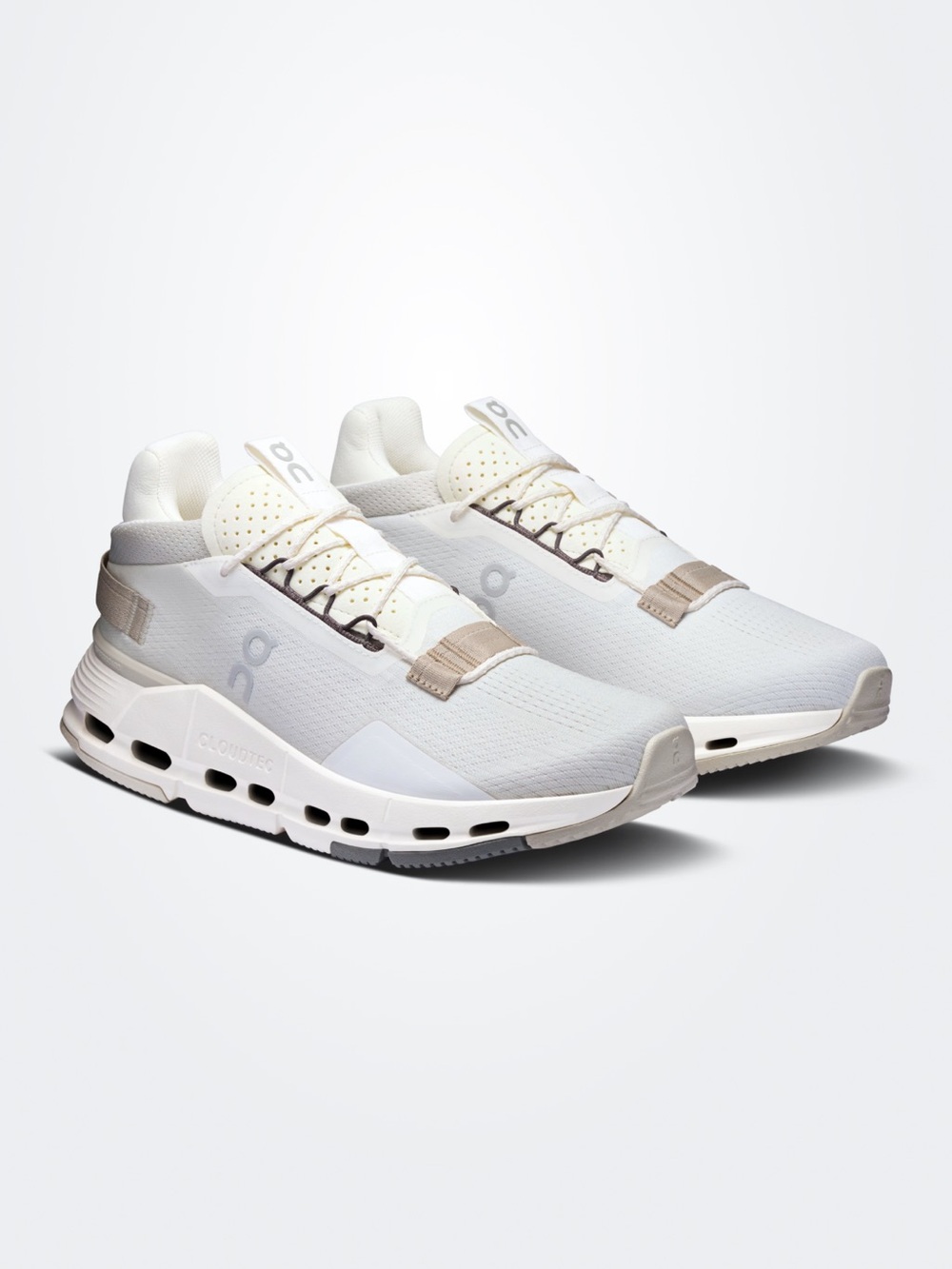 On Running Cloudnova Women’s Athletic Shoes — White & Light Gray